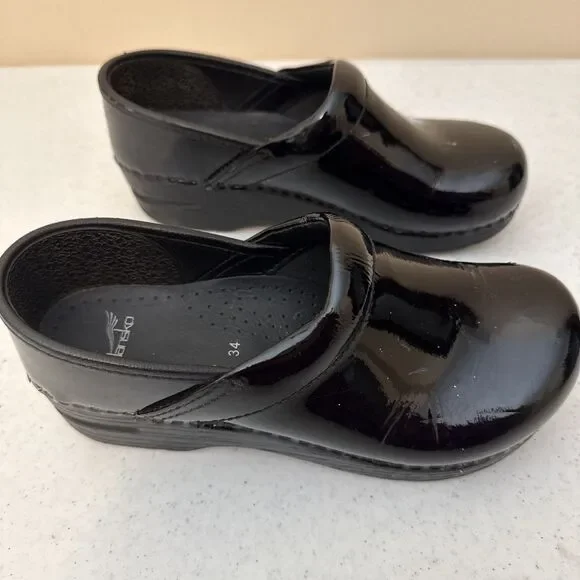 Dansko 34 Shiny Black Leather Work Clogs Nurse Work Shoe - Picture 11 of 16